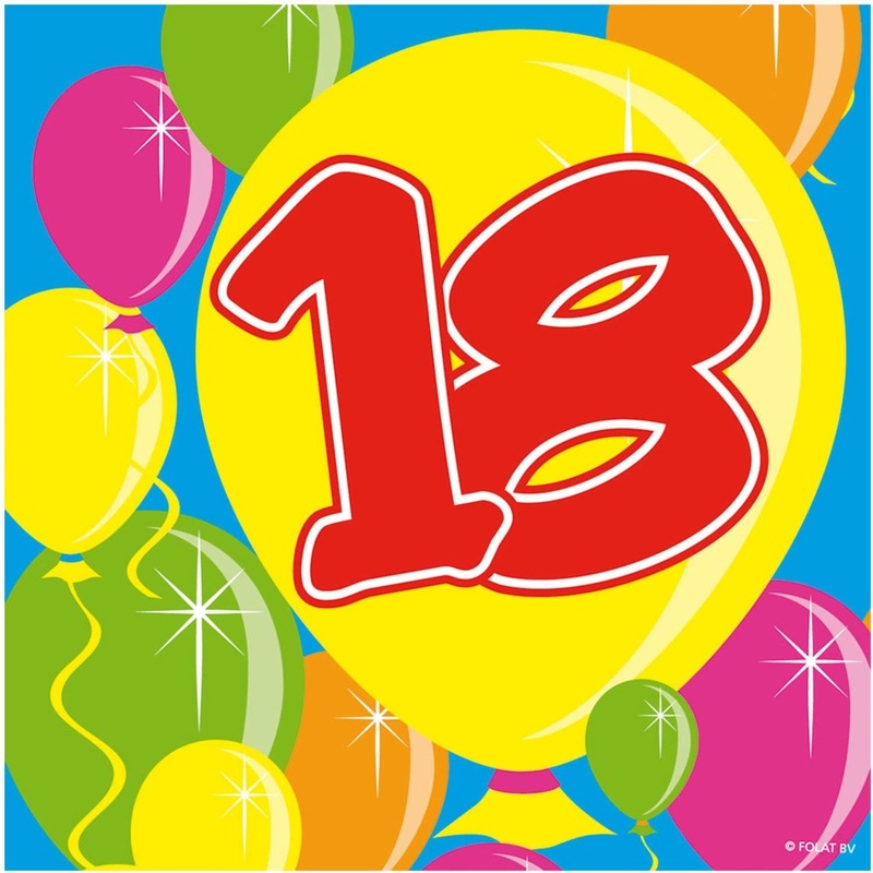 40x Achttien-18 jaar feest servetten Balloons 25 x 25 cm verjaardag-jubileum