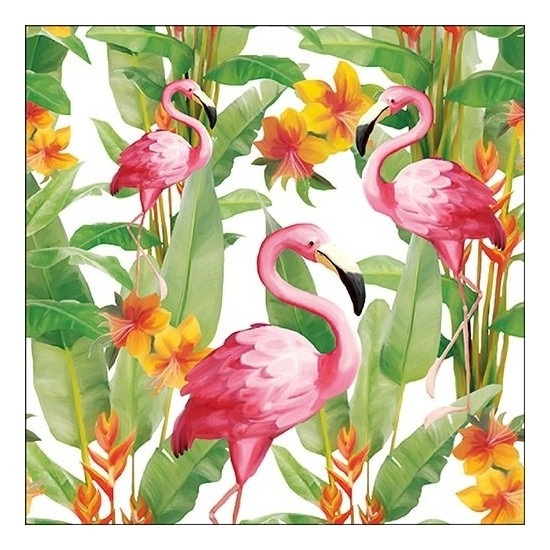 40x Feest servetten hawaii Flamingo 33 x 33 cm