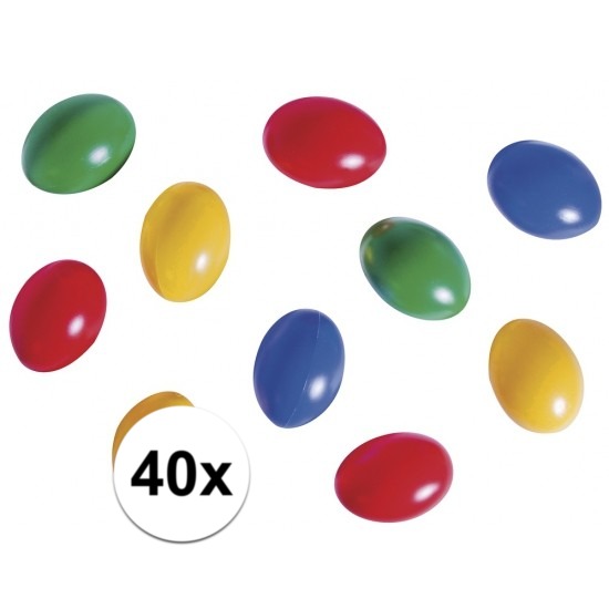 40x Gekleurde plastic paaseieren