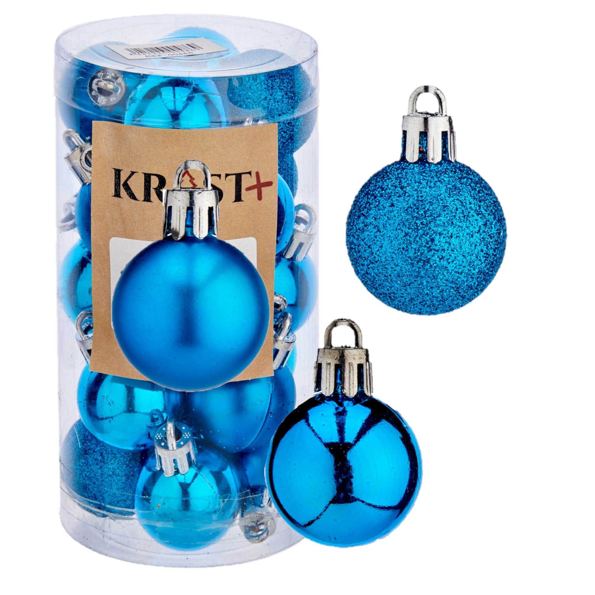 40x stuks kerstballen helder blauw kunststof 3 cm glitter, glans, mat