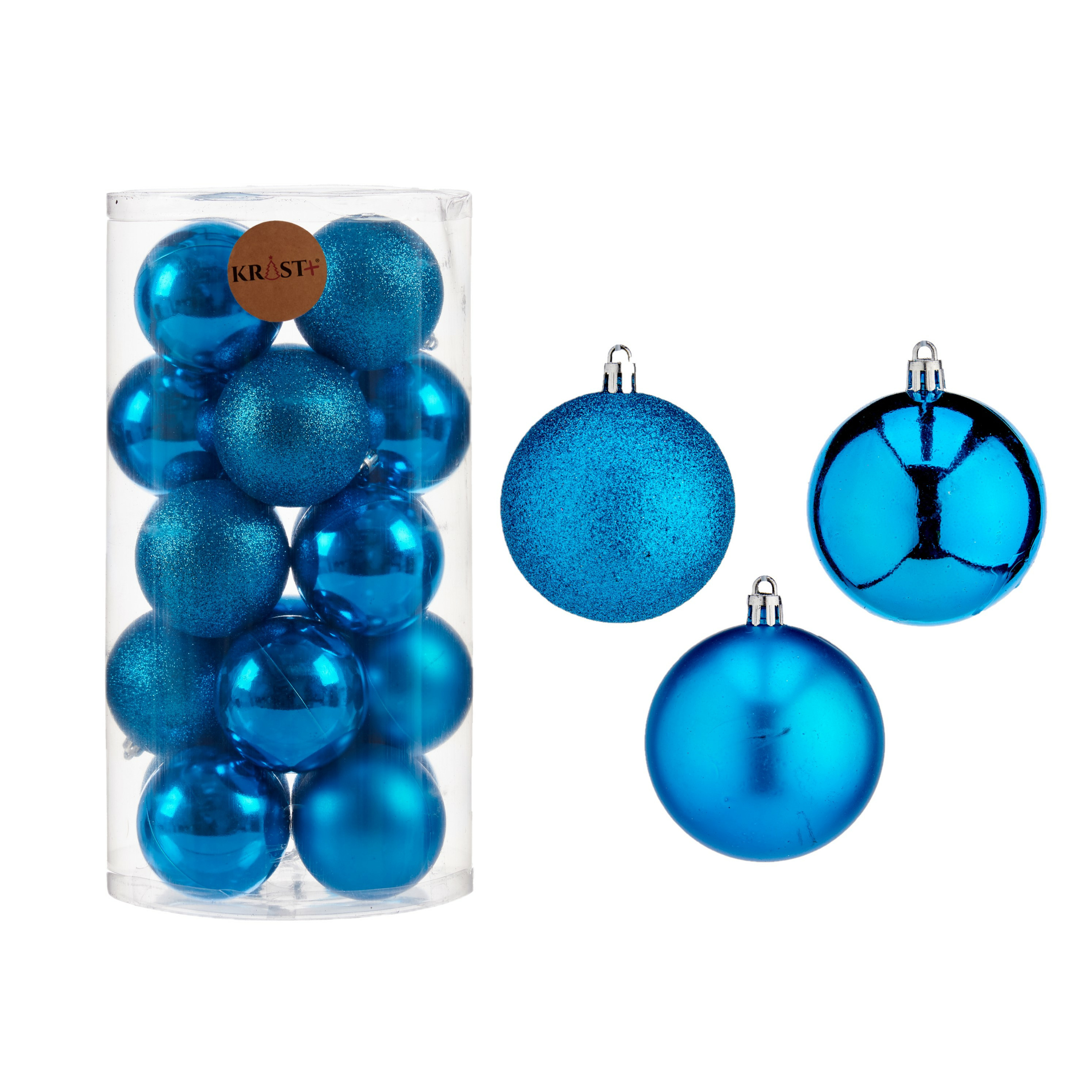 40x stuks kerstballen helder blauw kunststof 7 cm glitter, glans, mat