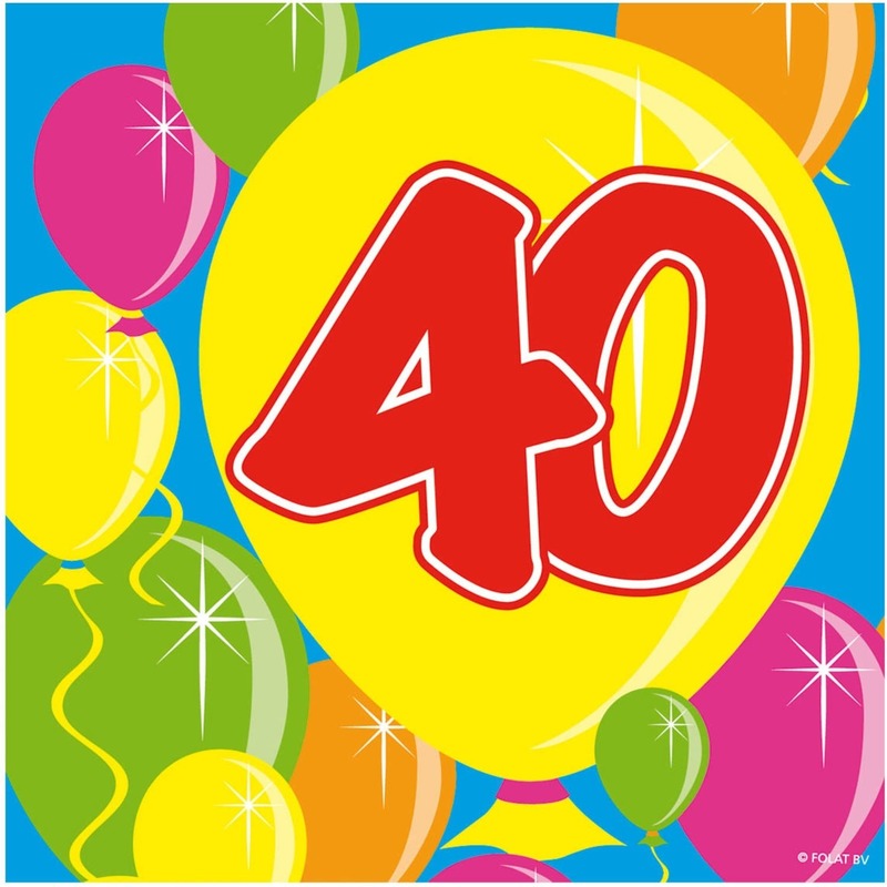 40x Veertig-40 jaar feest servetten Balloons 25 x 25 cm verjaardag-jubileum