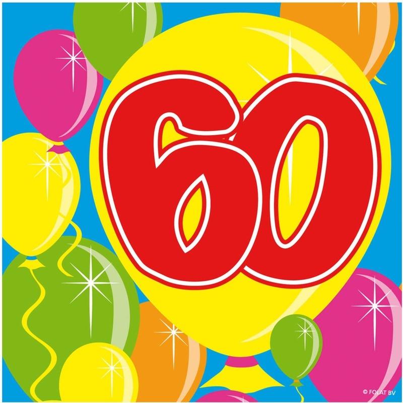 40x Zestig-60 jaar feest servetten Balloons 25 x 25 cm verjaardag-jubileum