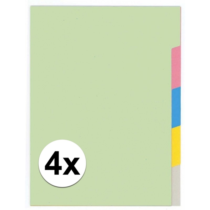 4x A4 kartonnen tabbladen met 5 tabs