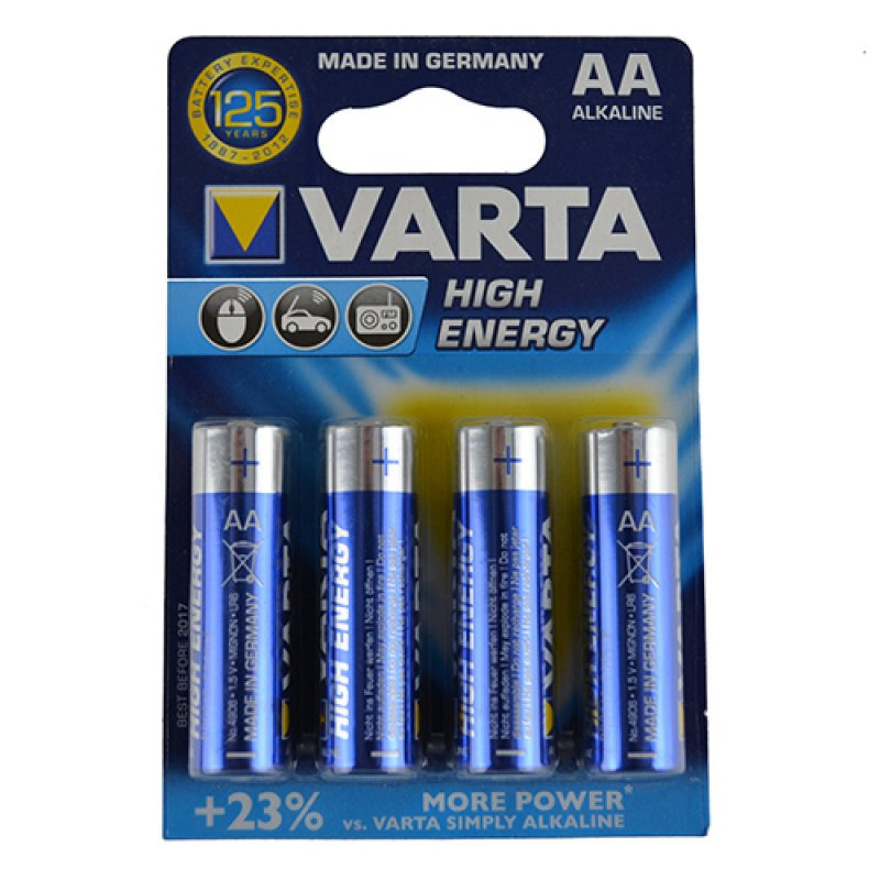 4x Alkaline AA batterijen high energy 1.5 V