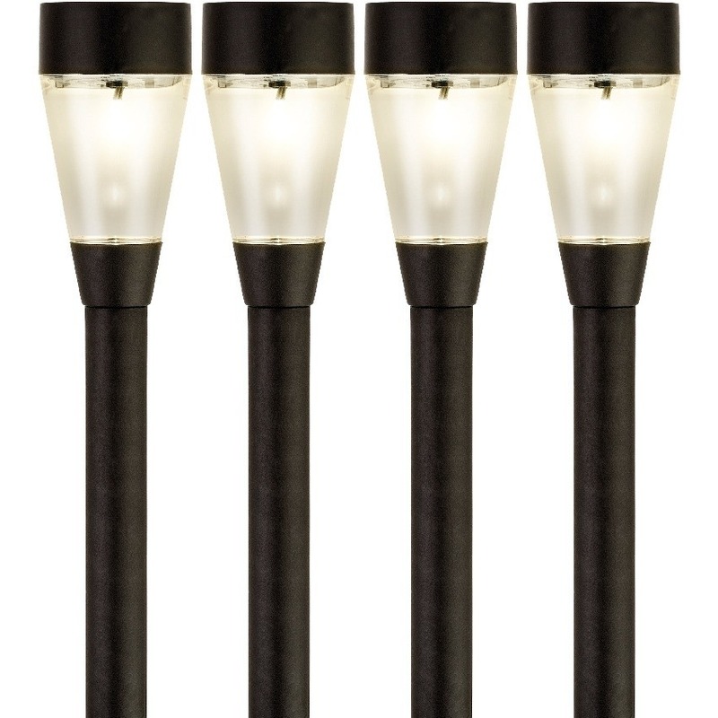 4x Buitenlamp-tuinlamp Jive 32 cm zwart op steker