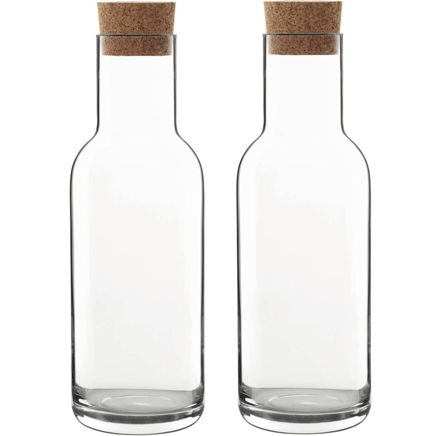 4x Glazen water of sap karaffen met dop1 L