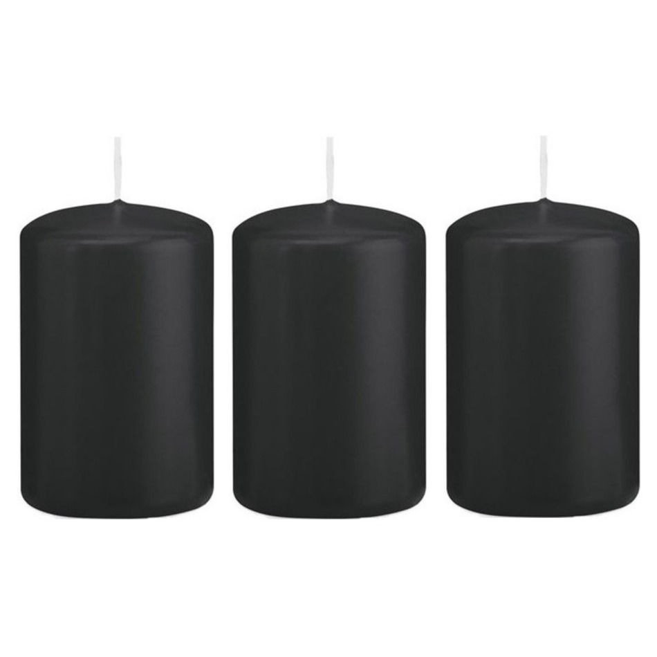 4x Kaarsen zwart 5 x 8 cm 18 branduren sfeerkaarsen