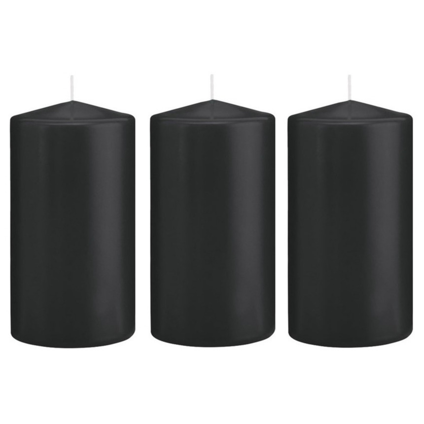 4x Kaarsen zwart 8 x 15 cm 69 branduren sfeerkaarsen