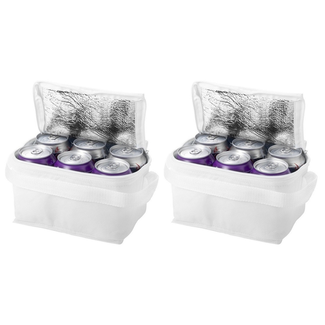 4x Koelbox-koeltasjes wit voor 6-sixpack blikjes