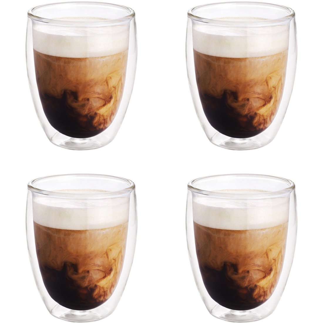 4x Koffieglazen-theeglazen dubbelwandig glas 300 ml