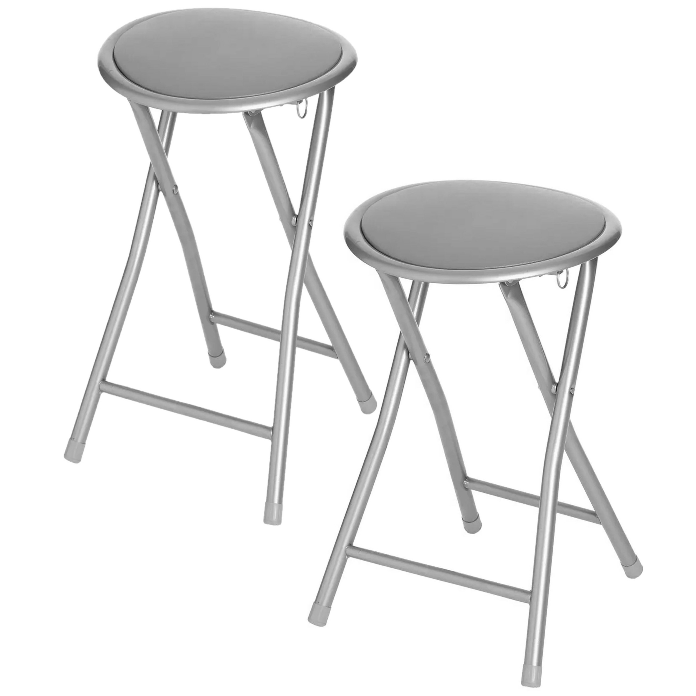 4x stuks bijzet krukje-stoel Opvouwbaar zilver-grijs 46 cm