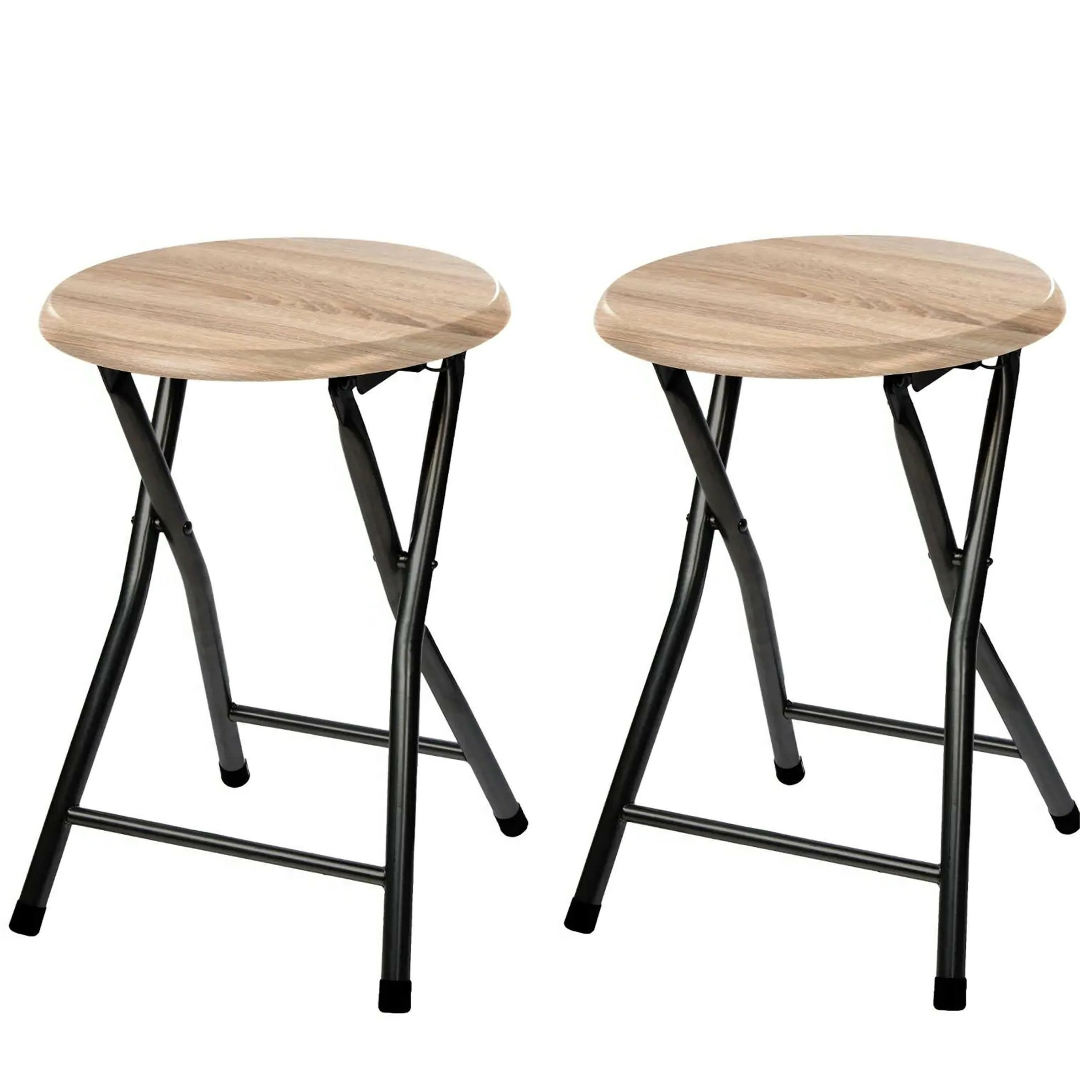 4x stuks bijzet krukje-stoel Opvouwbaar zwart-hout 46 cm