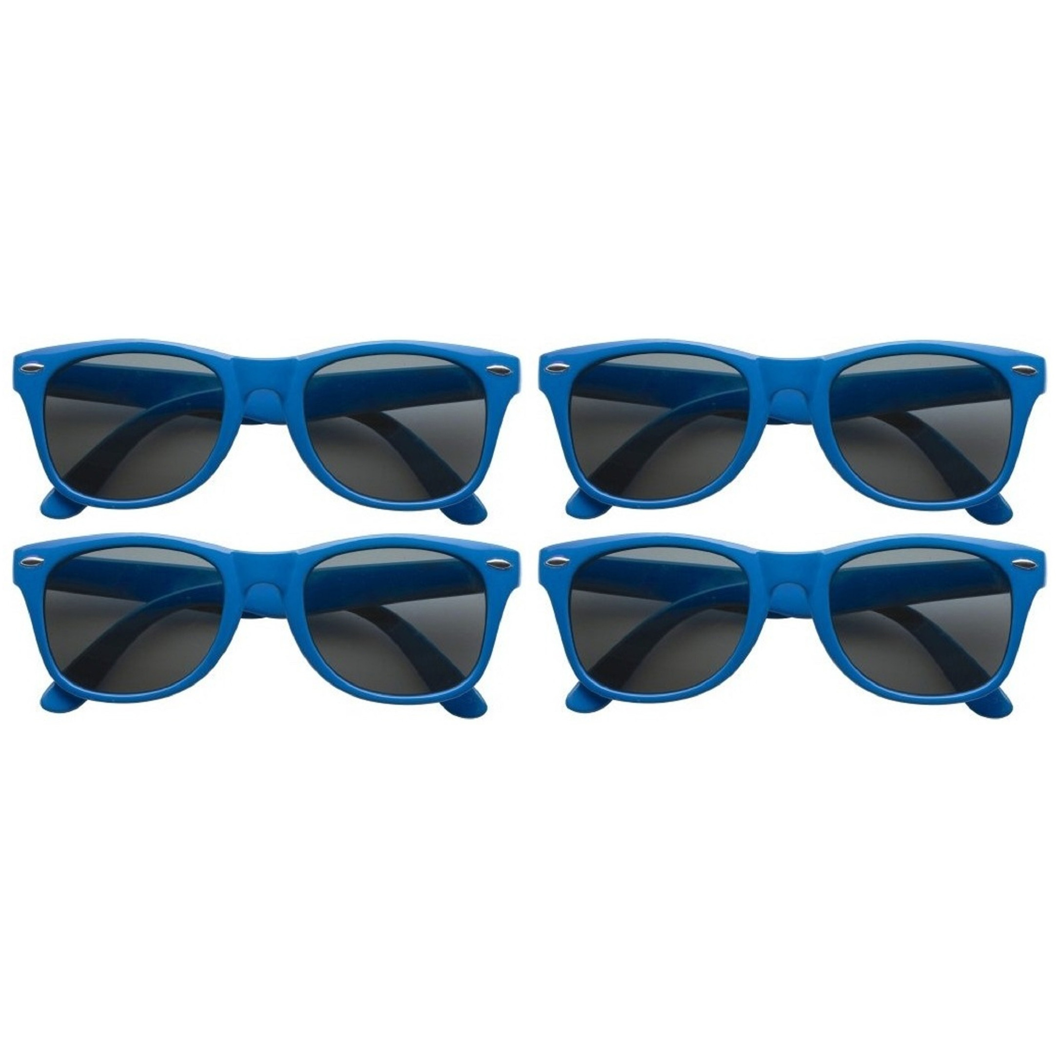 4x stuks blauwe kunststof zonnebril-zonnenbril voor dames-heren