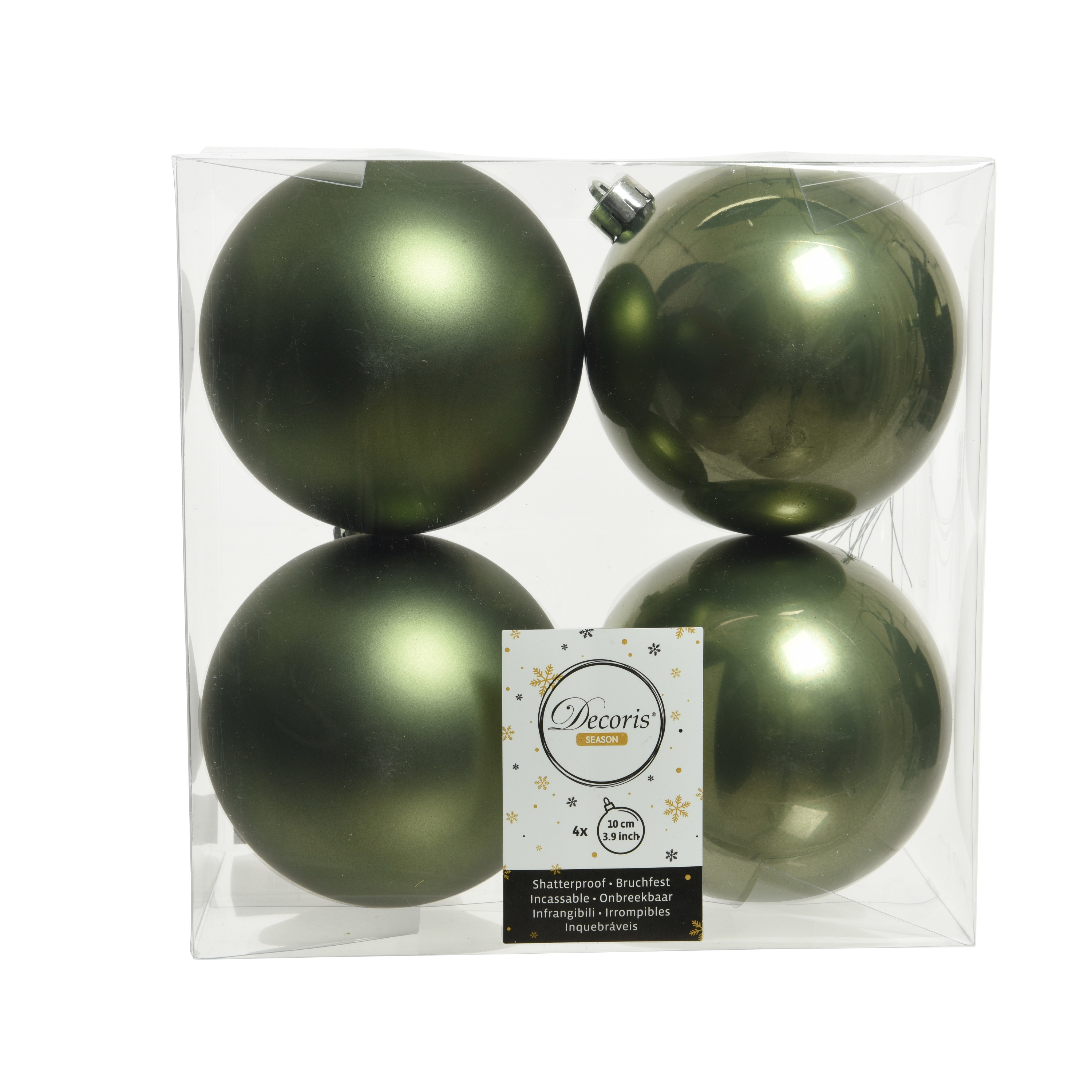 4x stuks kunststof kerstballen mos groen 10 cm glans-mat