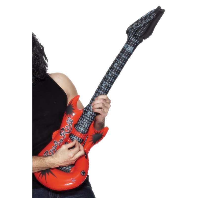 4x stuks opblaas elektrische gitaar rood 99 cm