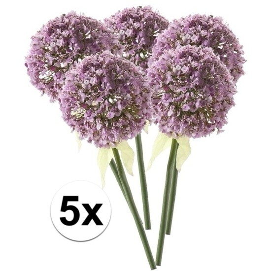 5 x Kunstbloemen steelbloem lila sierui 70 cm