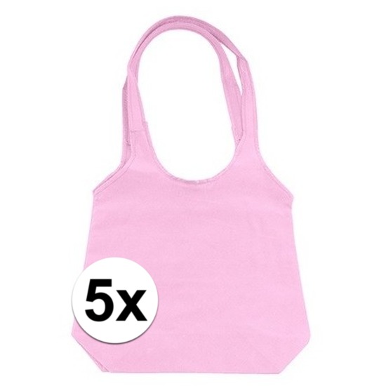 5 x Roze invouwtassen met handvaten