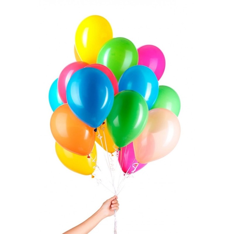 50x Gekleurde ballonnen met lint
