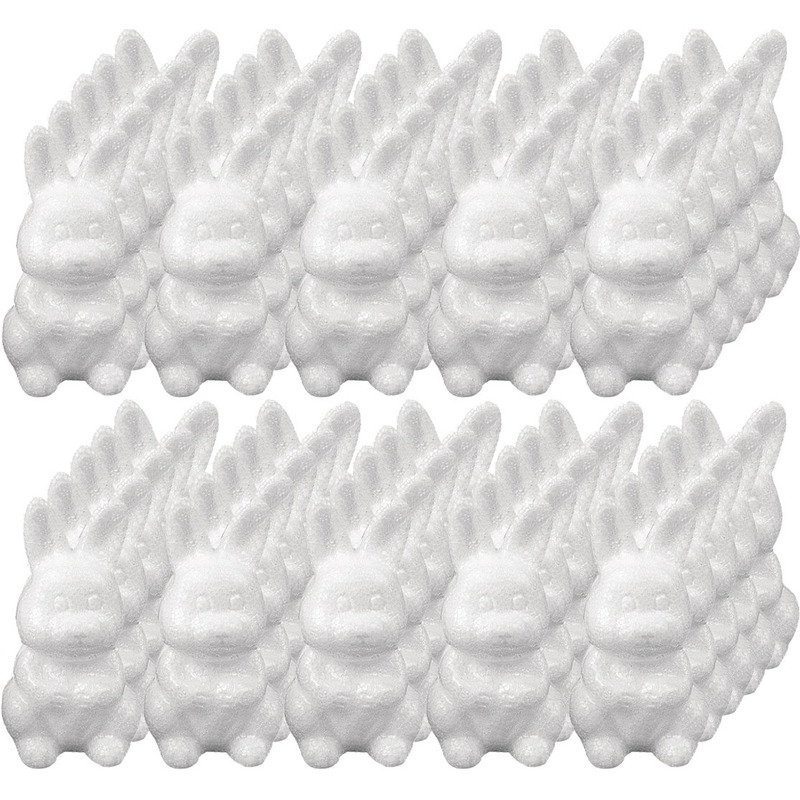50x Styrofoam konijntje-haasje 8 cm decoratie-versiering