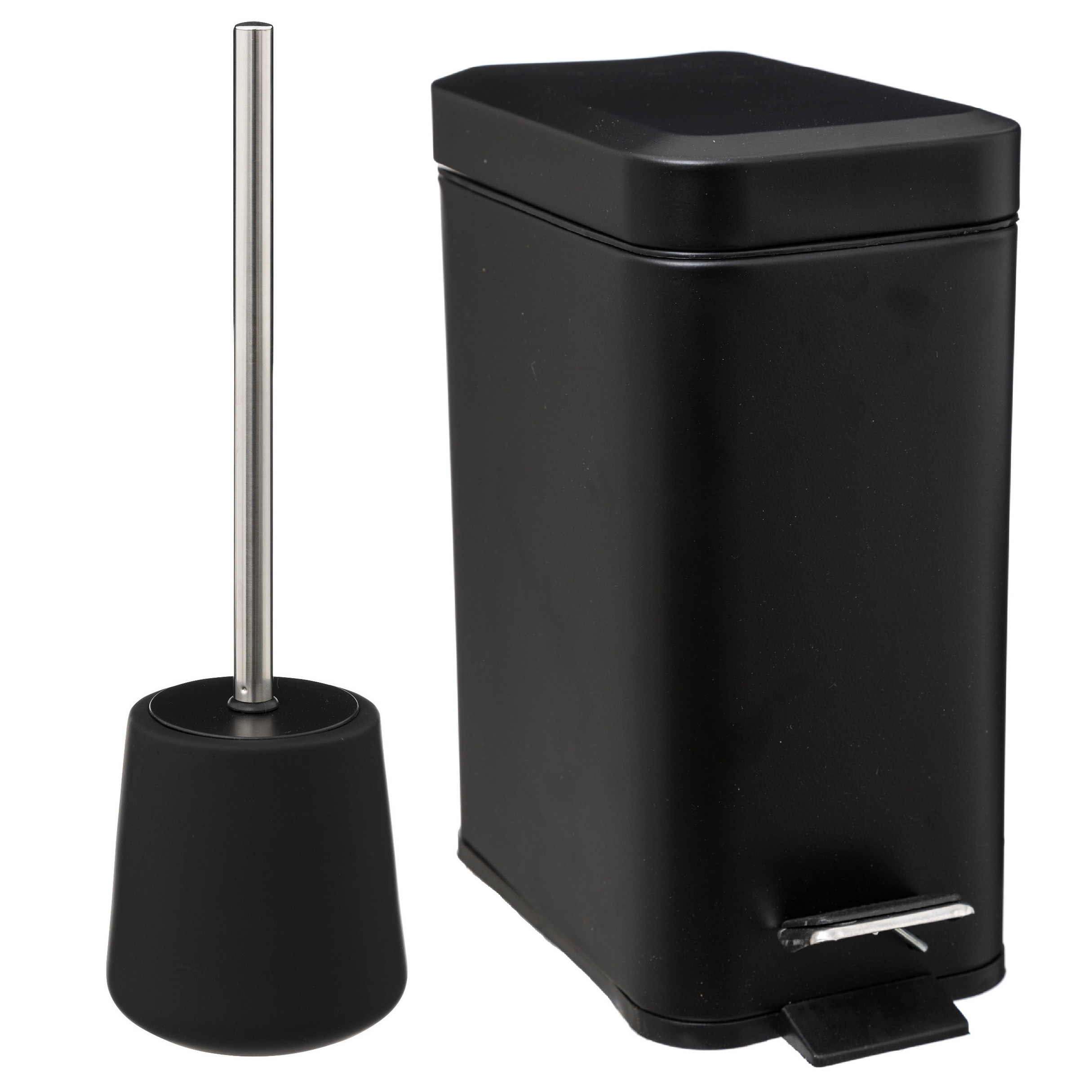 5Five Badkamer-toilet accessoires WC-borstel-pedaalemmer 5L- zwart