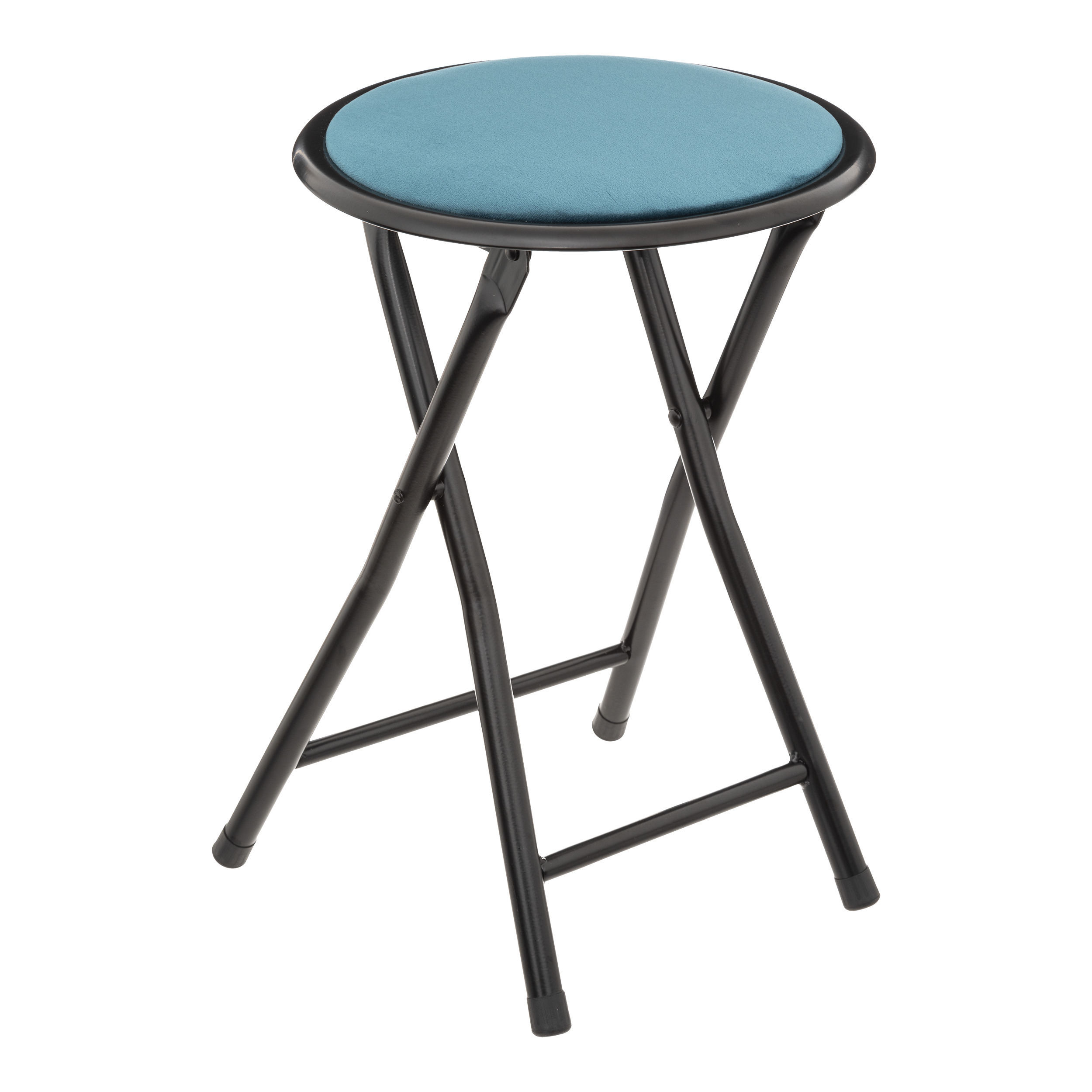 5Five Bijzet krukje-stoel Opvouwbaar blauw fluweel 29 x 45 cm