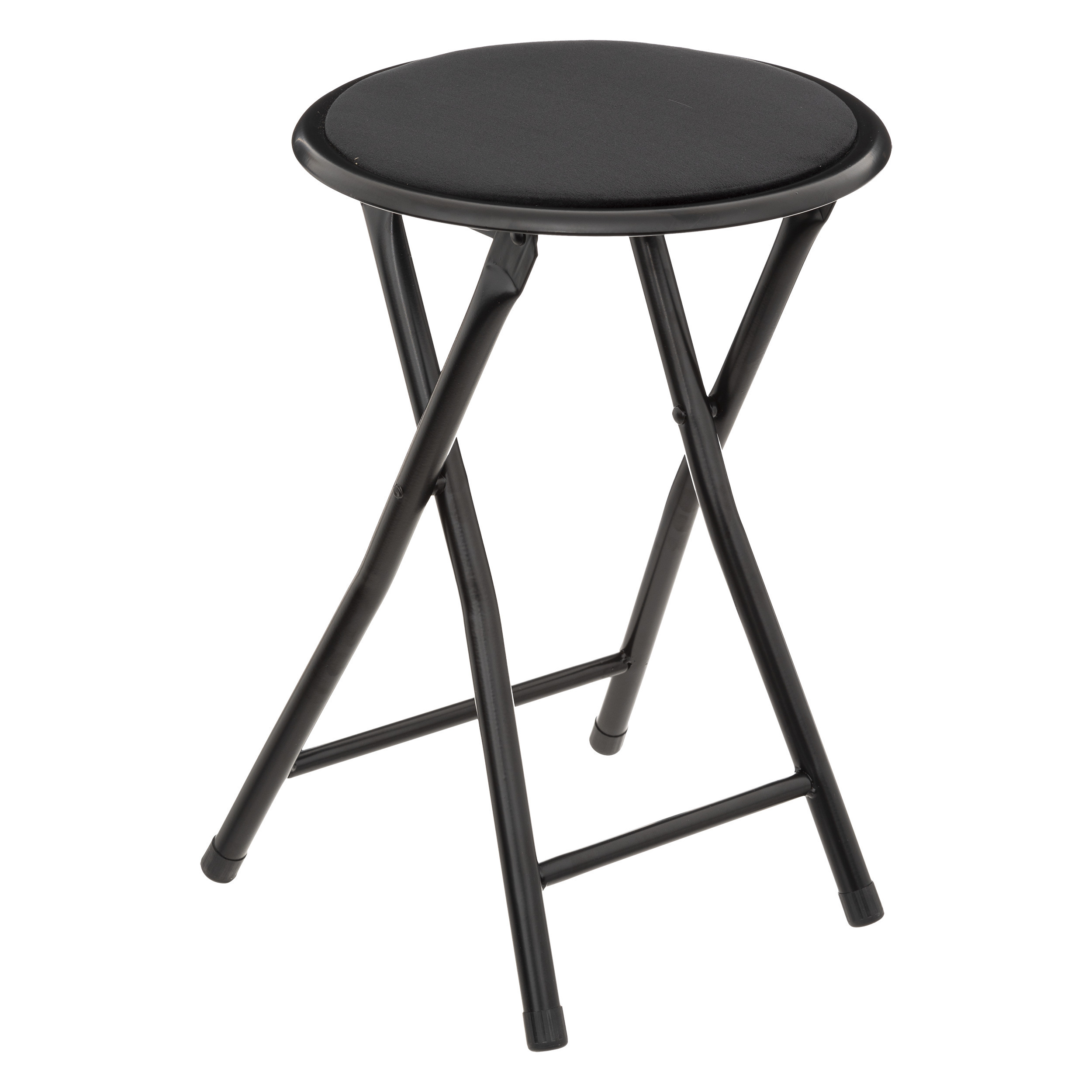 5Five Bijzet krukje-stoel Opvouwbaar zwart fluweel 29 x 45 cm