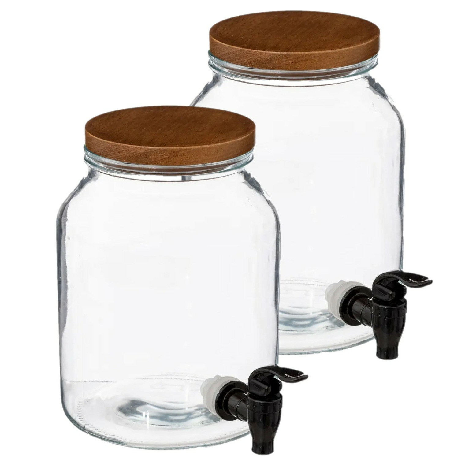 5Five Drank dispenser-limonadetap 2x 3 liter glas met kunststof kraantje