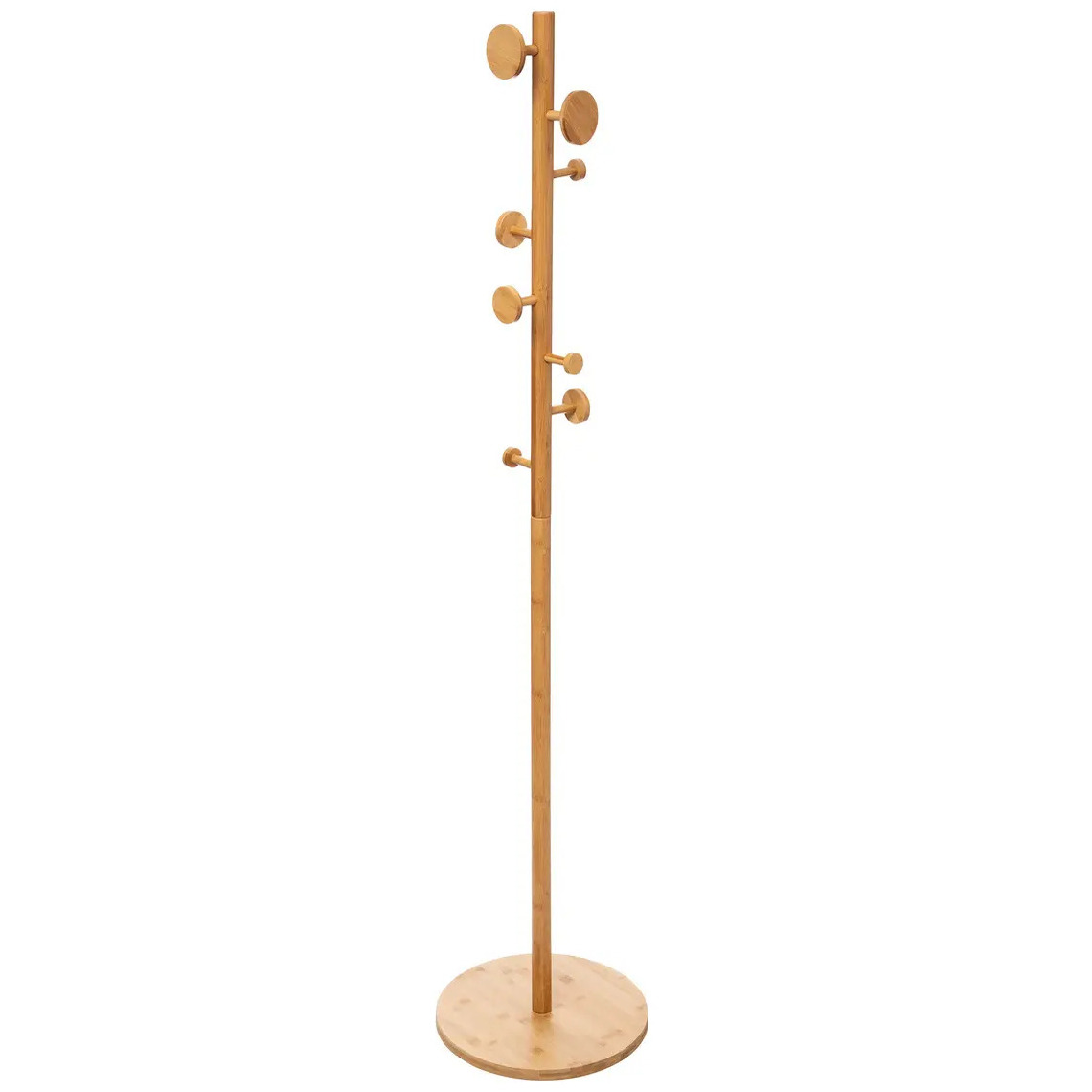 5Five kapstok lichtbruin bamboe staand -8 haken op verschillende hoogtes 175 cm