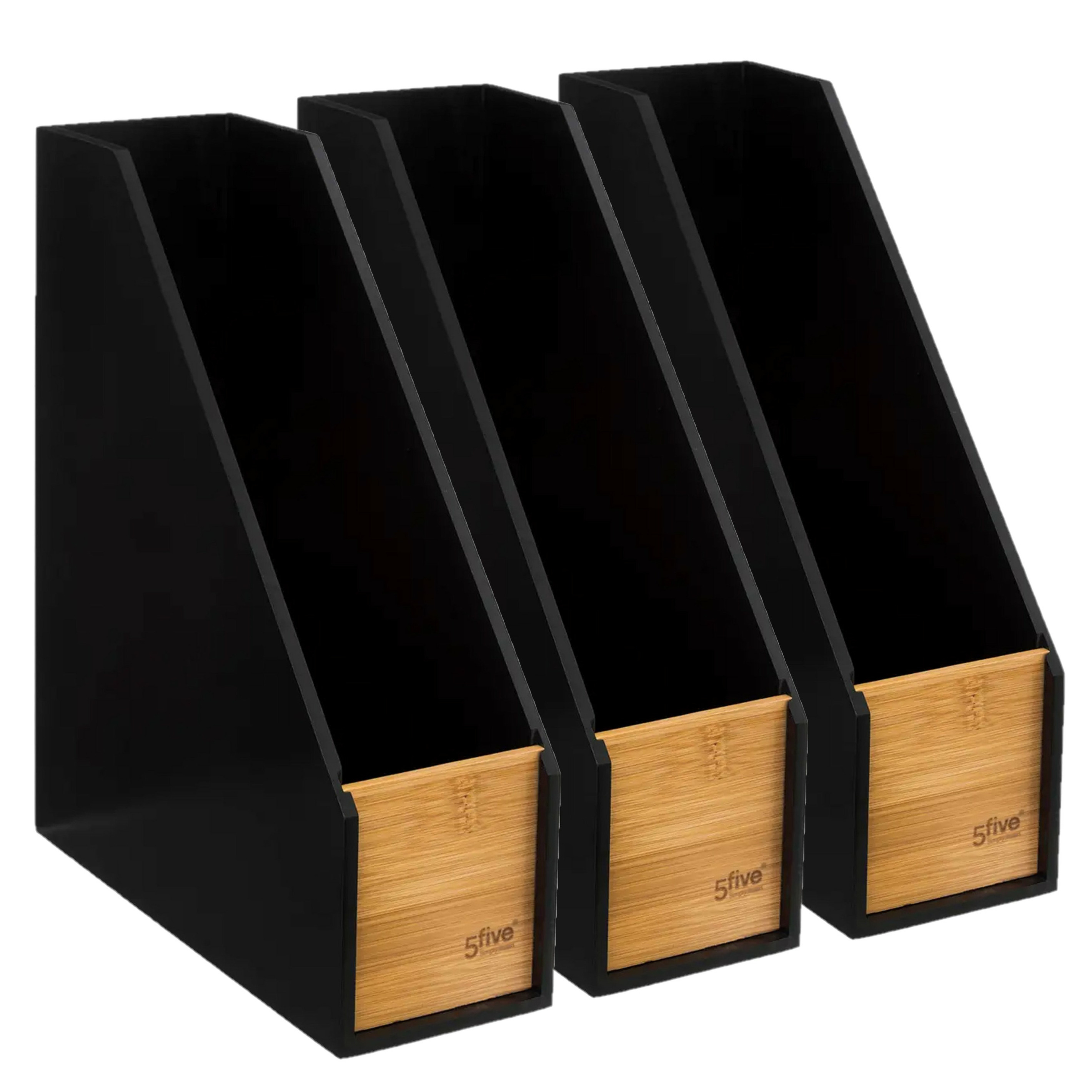 5Five lectuurbak-tijdschriftenrek zwart hout 3x 9 x 25 x 30 cm