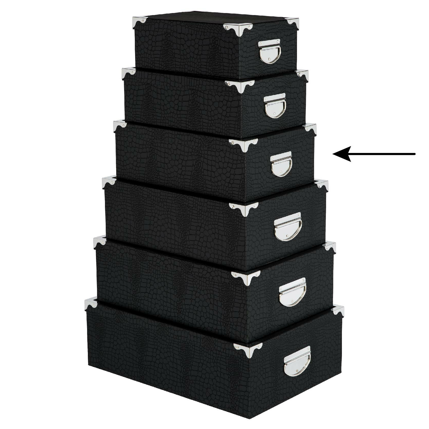 5Five Opbergdoos-box 2x zwart L36 x B24.5 x H12.5 cm Stevig karton Crocobox