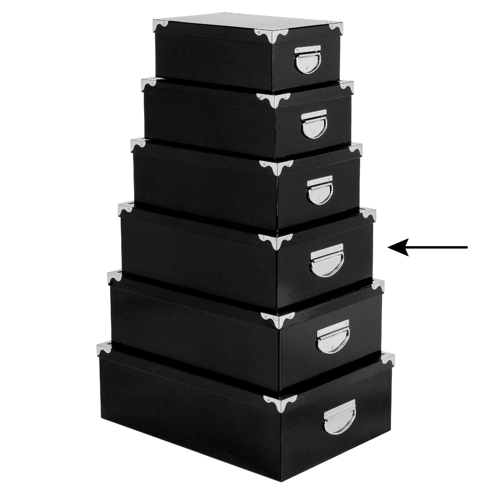 5Five Opbergdoos-box 3x zwart L40 x B26.5 x H14 cm Stevig karton Blackbox