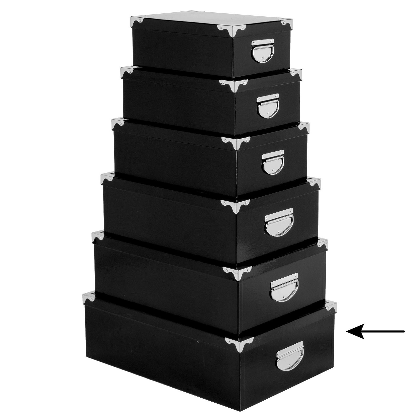 5Five Opbergdoos-box 3x zwart L48 x B33.5 x H16 cm Stevig karton Blackbox