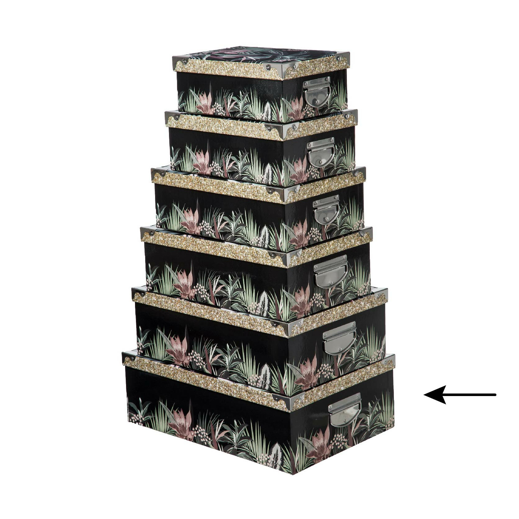 5Five Opbergdoos-box 4x zwart L48 x B33.5 x H16 cm Stevig karton Junglebox