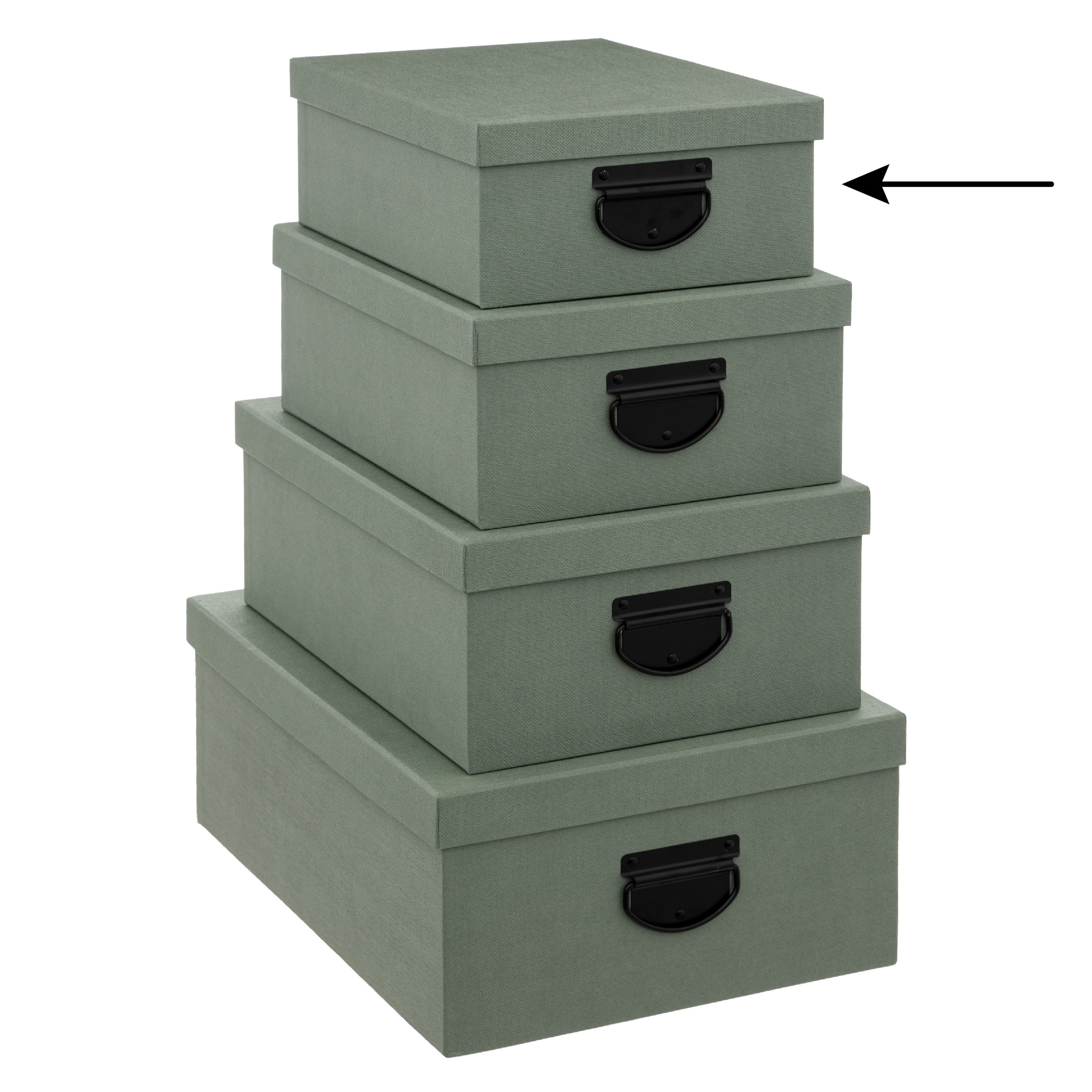 5Five Opbergdoos-box groen L28 x B22 x H11 cm Stevig karton Industrialbox