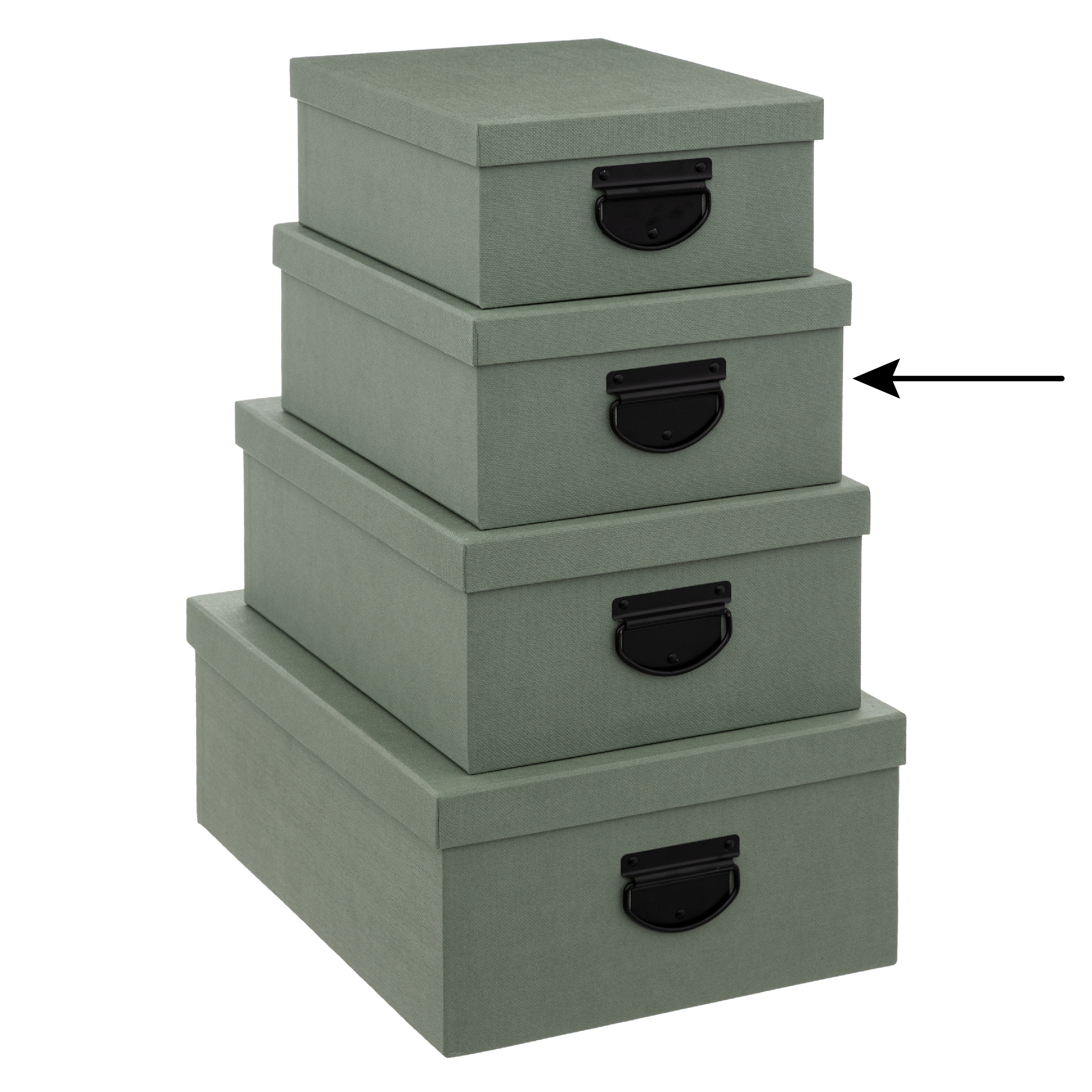 5Five Opbergdoos-box groen L30 x B24 x H12 cm Stevig karton Industrialbox