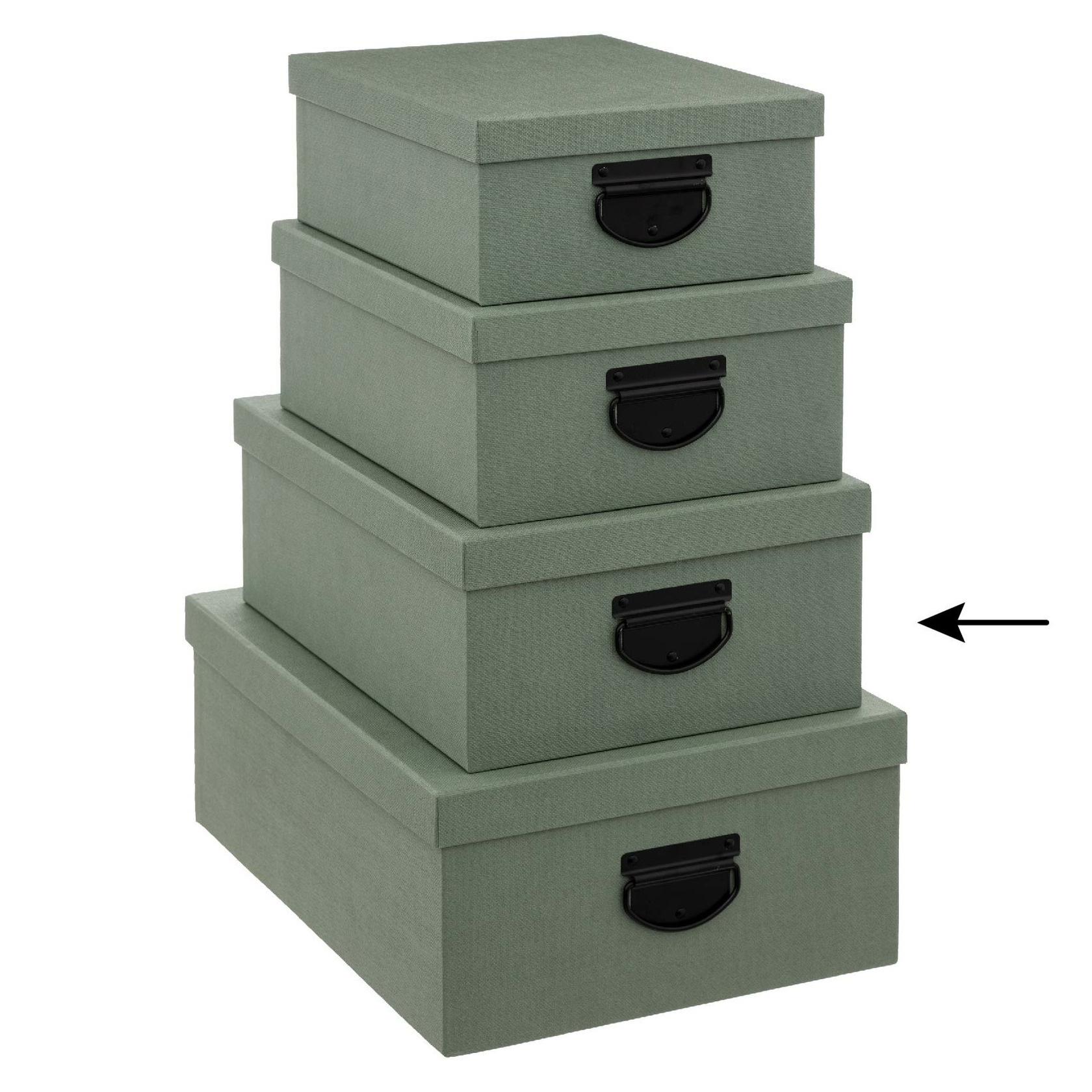 5Five Opbergdoos-box groen L35 x B26 x H14 cm Stevig karton Industrialbox