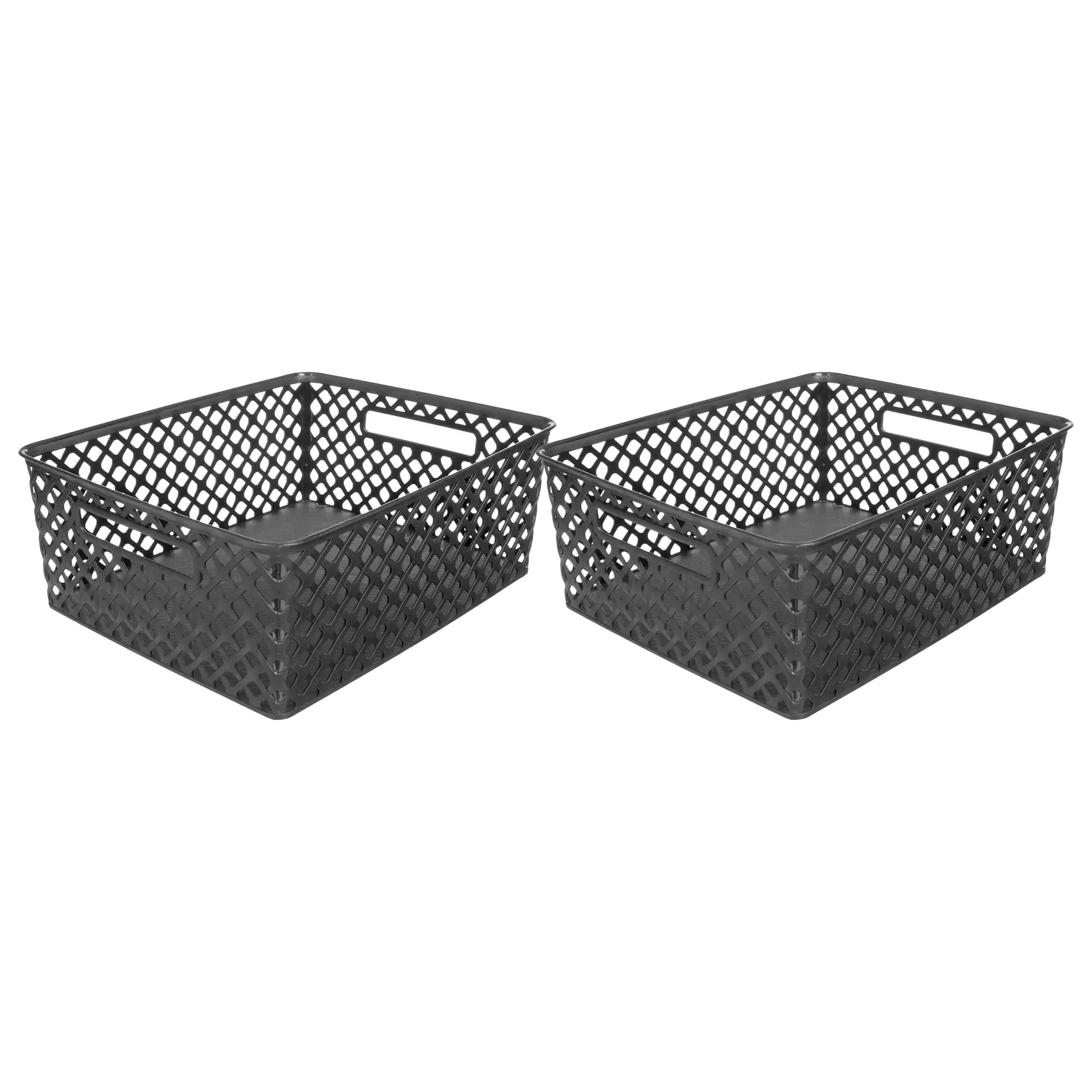 5Five Opbergmand-box van kunststof 2x zwart 29 x 35 x 13 cm 11 liter