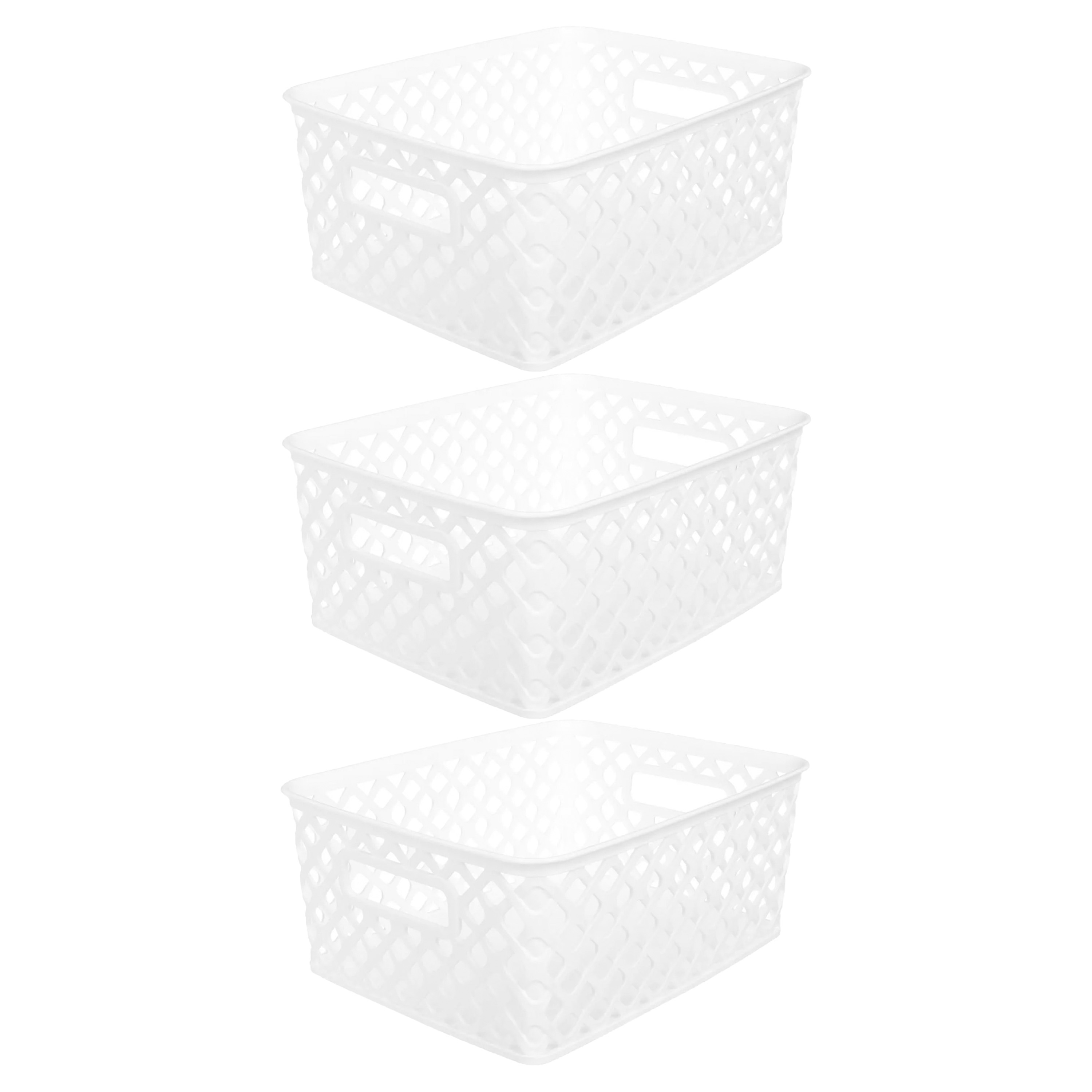5Five Opbergmand-box van kunststof 3x wit 19 x 25 x 10 cm 4 liter