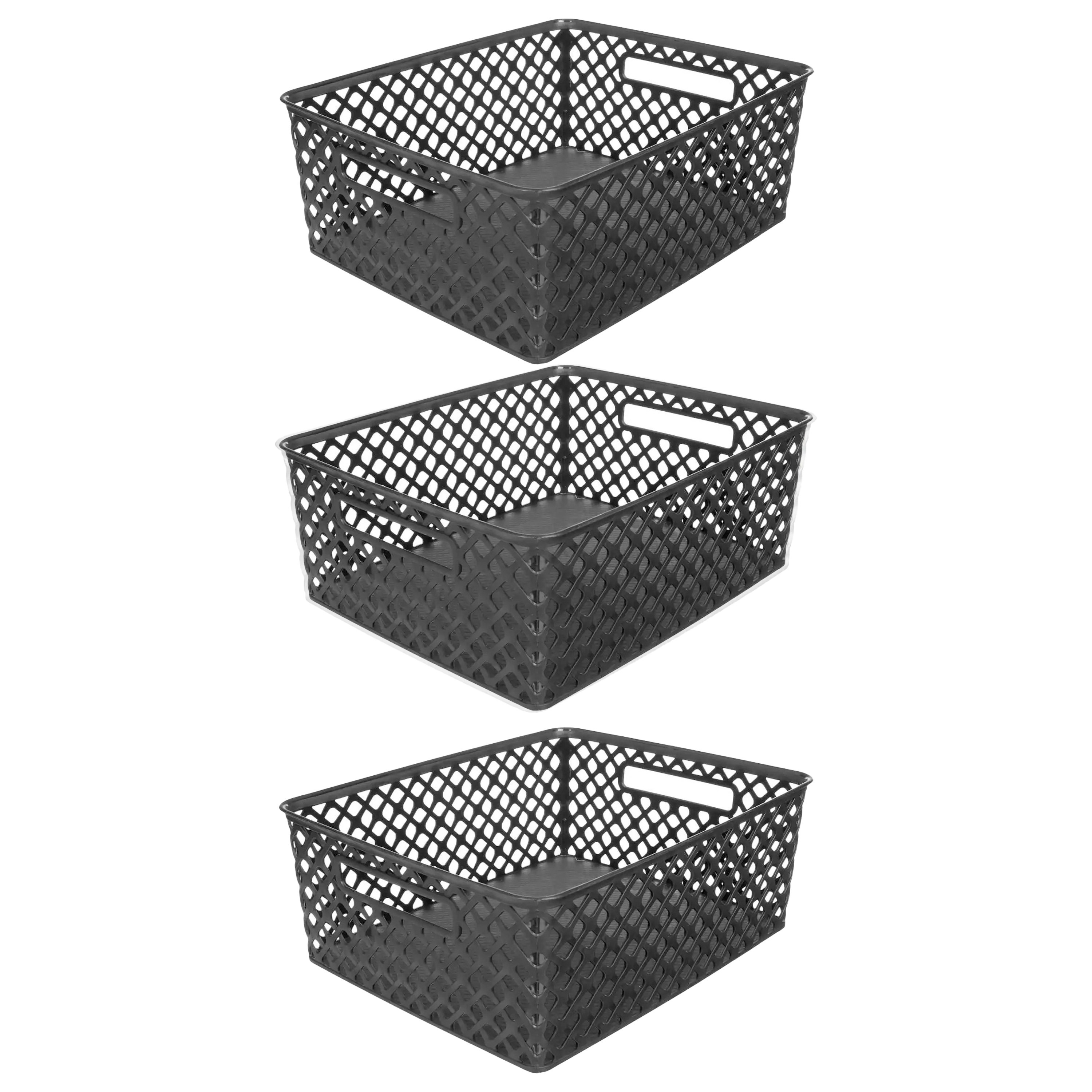 5Five Opbergmand-box van kunststof 3x zwart 29 x 35 x 13 cm 11 liter