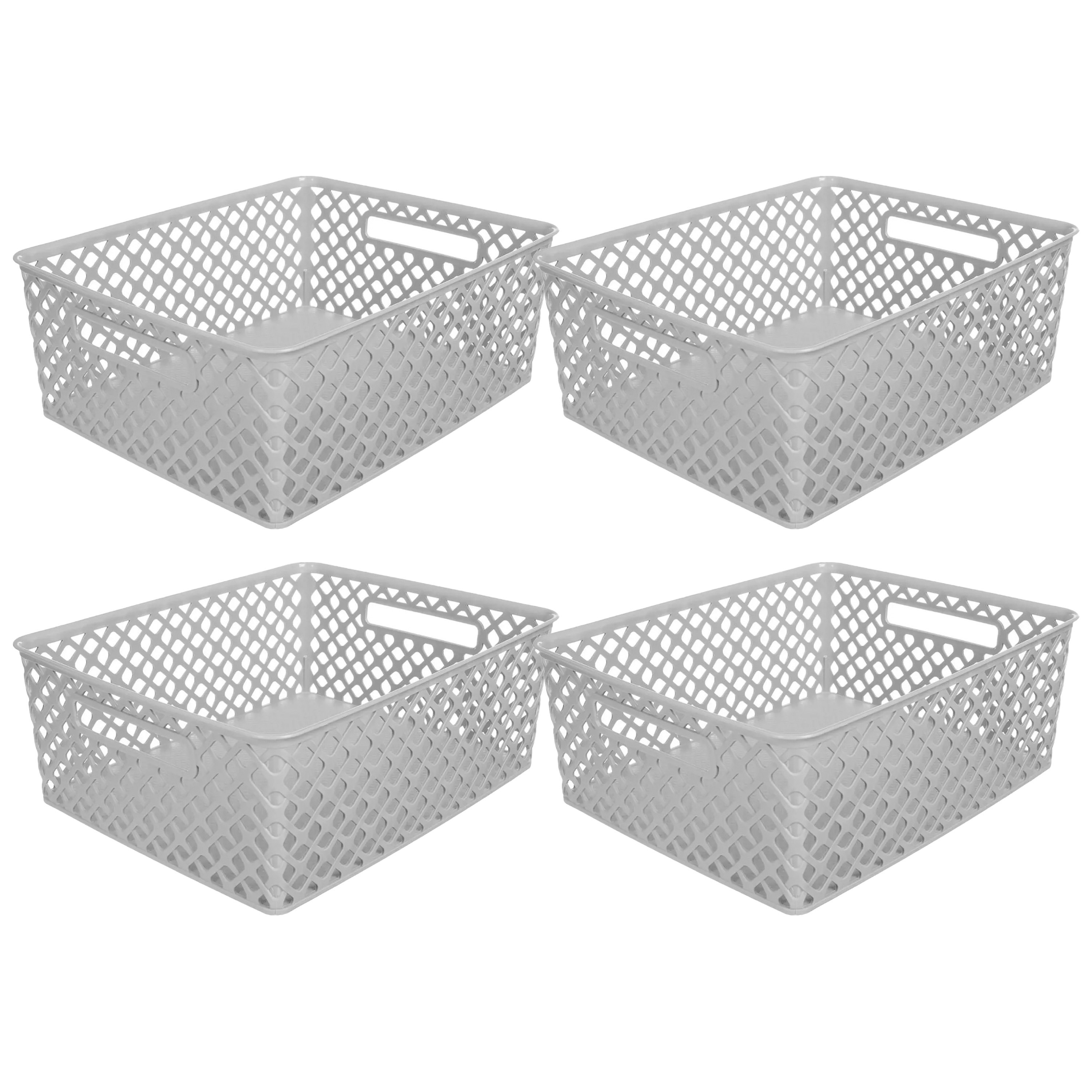 5Five Opbergmand-box van kunststof 4x grijs 29 x 35 x 13 cm 11 liter