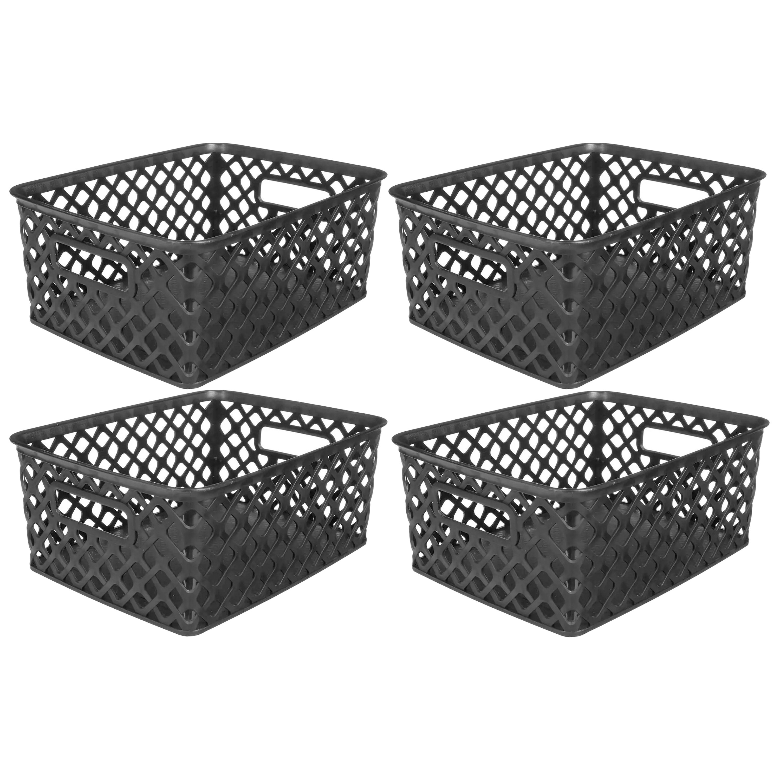 5Five Opbergmand-box van kunststof 4x zwart 19 x 25 x 10 cm 4 liter