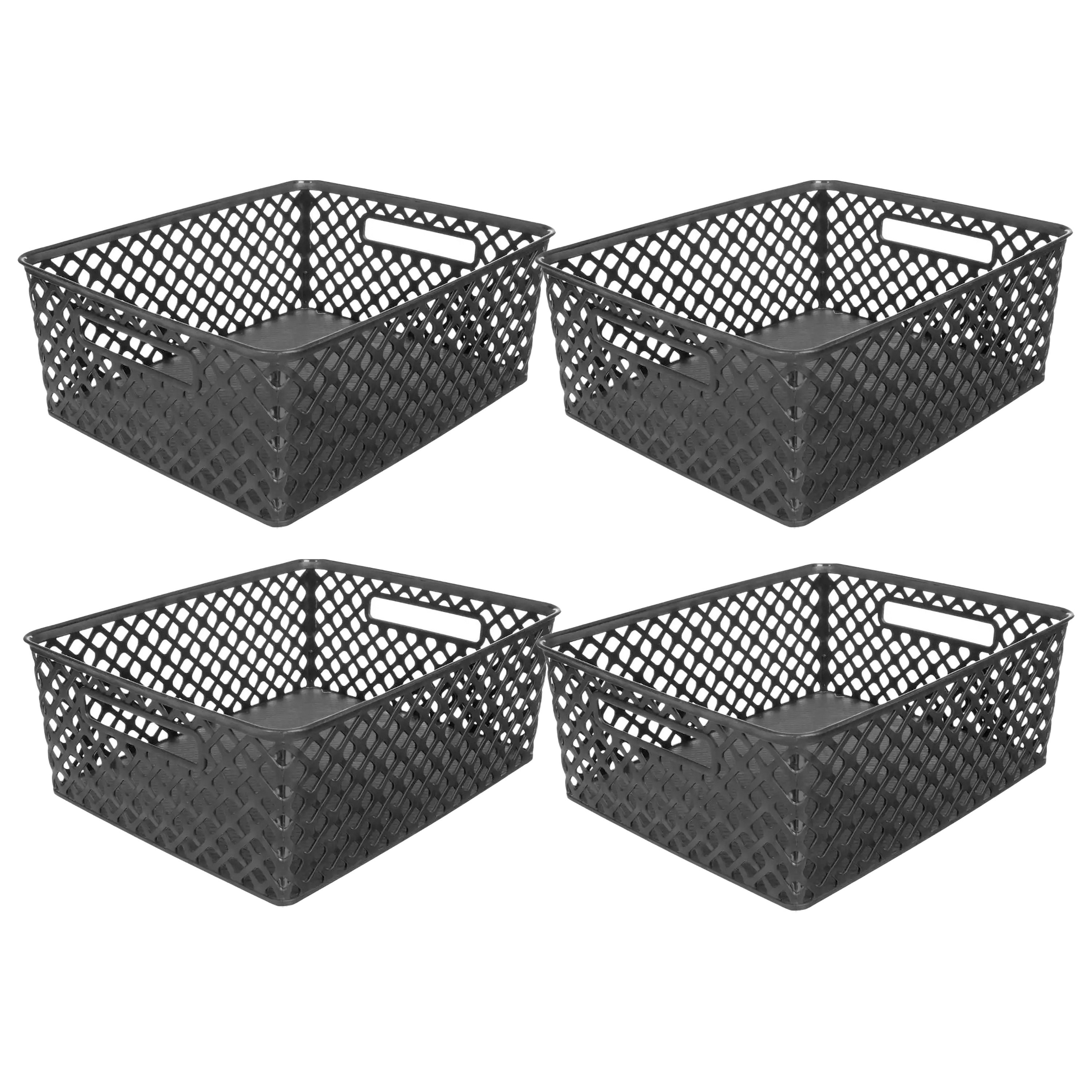5Five Opbergmand-box van kunststof 4x zwart 29 x 35 x 13 cm 11 liter