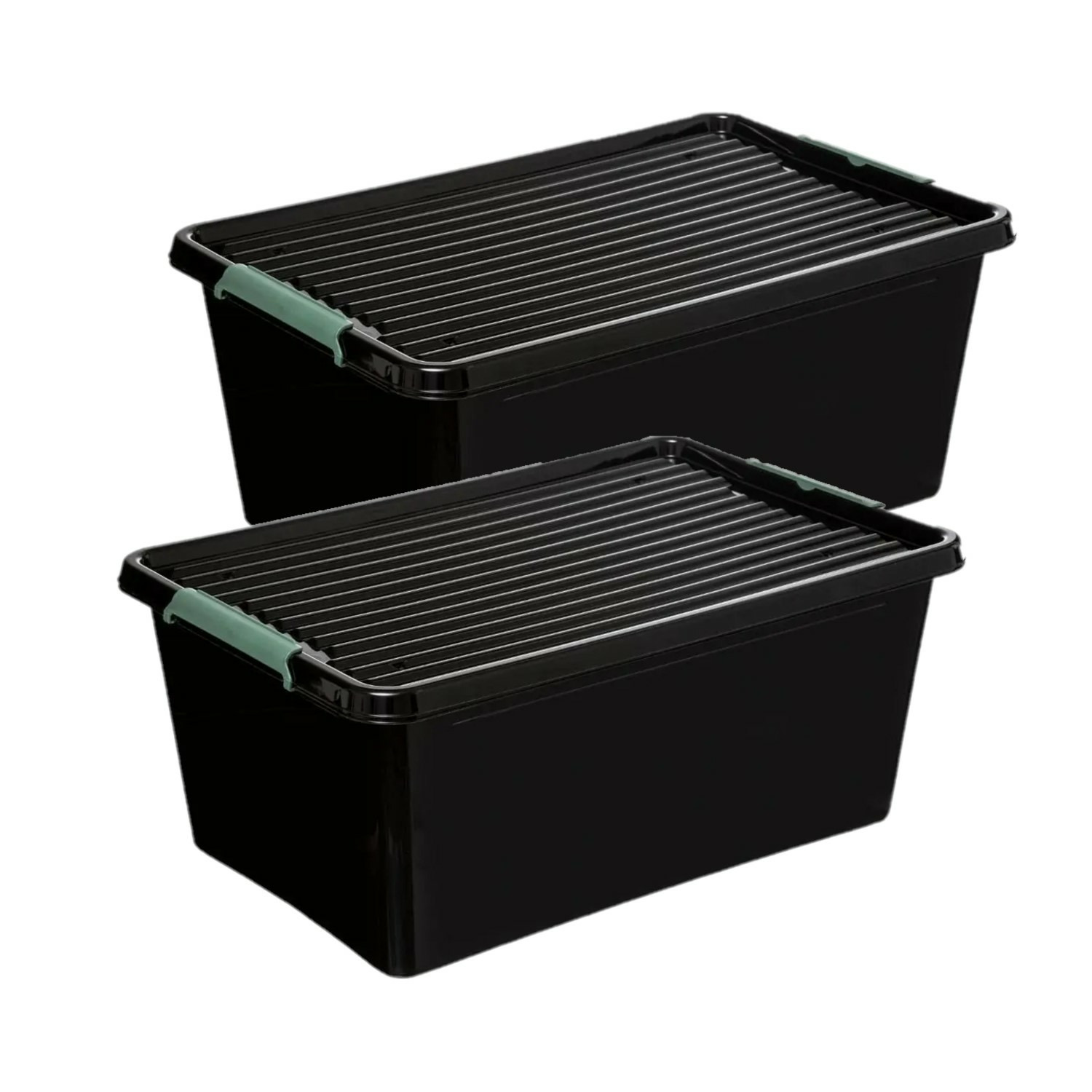 5five Opslagbakken-organizers met deksel 2 stuks 60 liter zwart