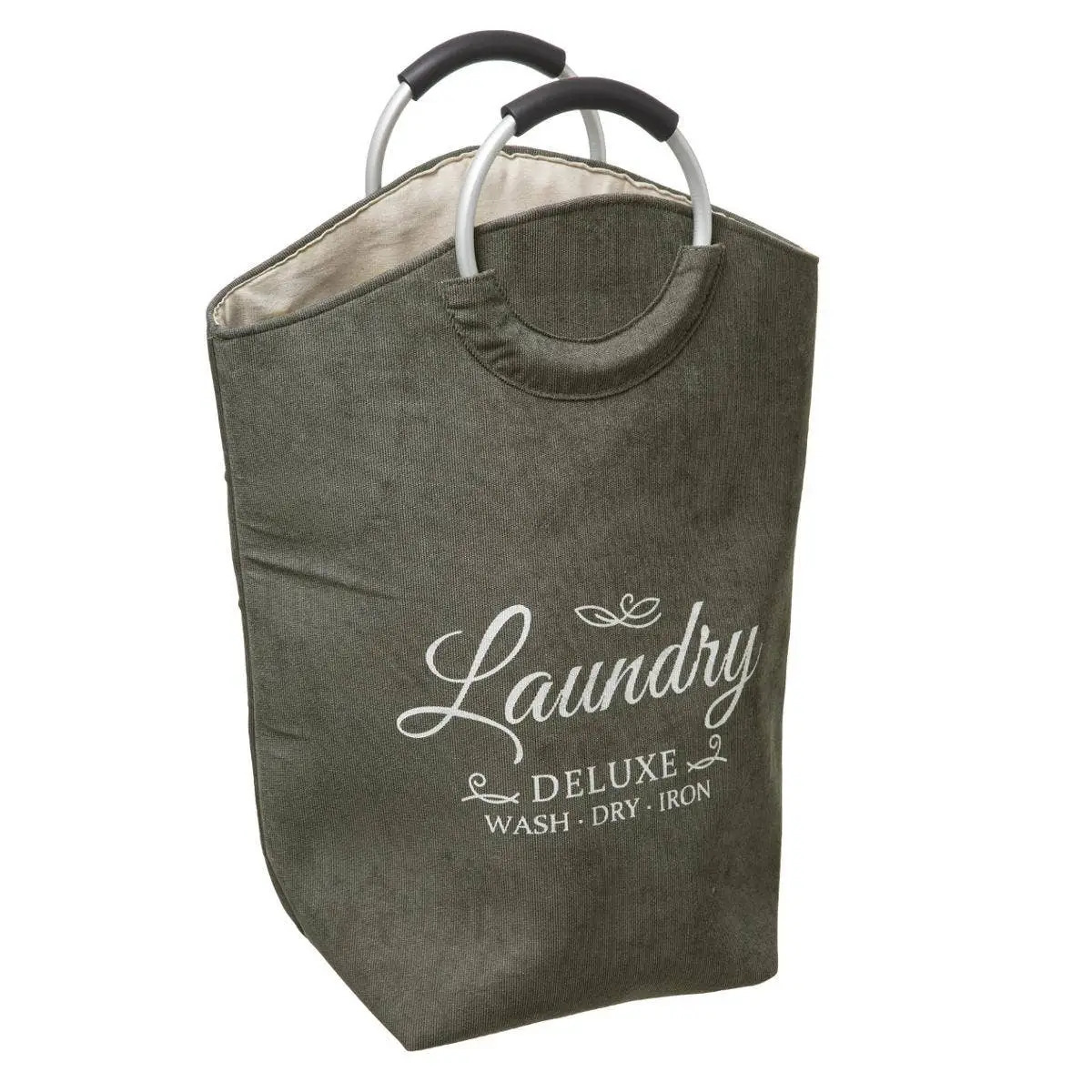 5Five Wasmand XXL wasgoed zak met hengsels olijfgroen 35 liter 52 x 28 x 60 cm