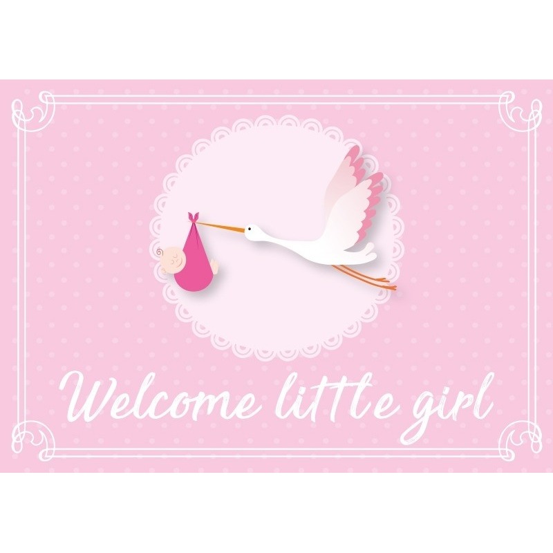 5x Geboortekaart-wenskaart meisje geboren roze kraamkado