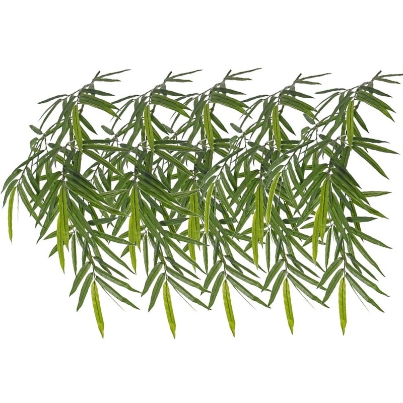 5x Groene Bamboe kunstplanten hangende tak 82 cm UV bestendig