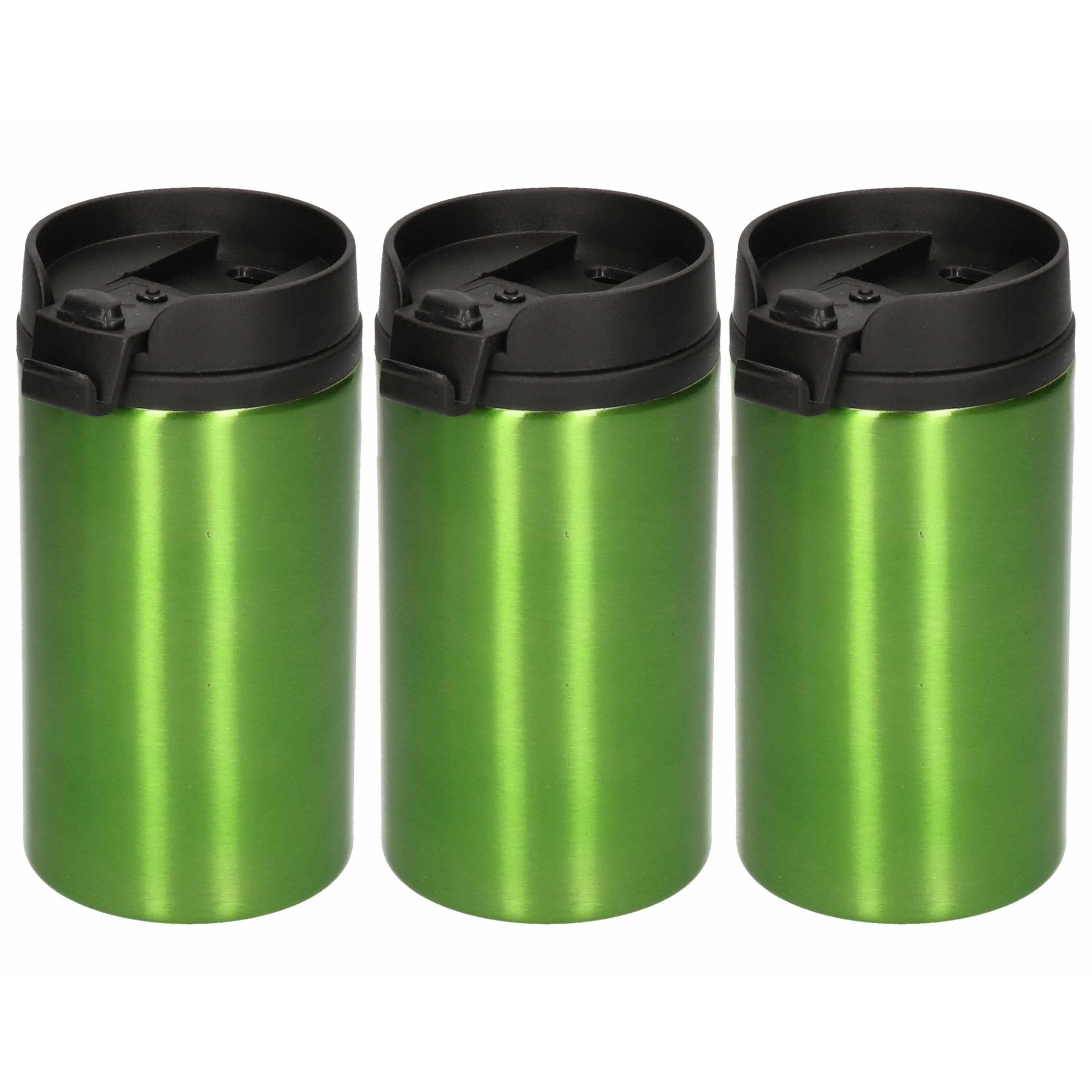 5x Isoleerbekers RVS metallic groen 320 ml