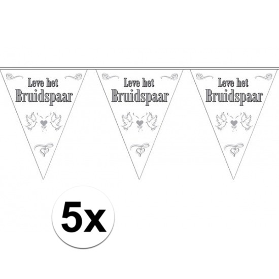 5x Leve het bruidspaar bruiloft versiering vlaggenlijn
