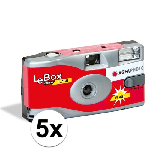 5x Wegwerp camera-fototoestel met flits voor 27 kleuren fotos